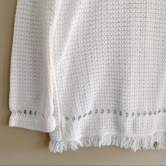 J Crew white cotton eyelet open knit sweater sz s - Picture 4 of 4